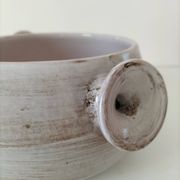 Glazed stoneware dish with floral motif