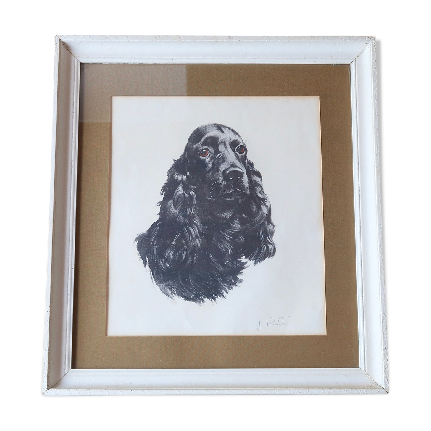 Animal portrait, painting signed by Jean Rivet, 1960s