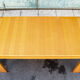Dining table in beech wood with stripes of hibiscus, italy 70s