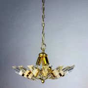 Sun-shaped chandelier by Oscar Torlasco for StilKronen, cut Murano glass, Italy 1970s