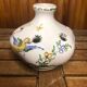 Old moustiers flower stick vase vintage painted white ceramic