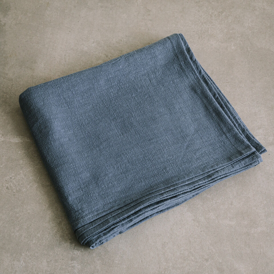 Salt blue washed linen tablecloth
