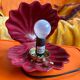 Burgundy ceramic shell lamp