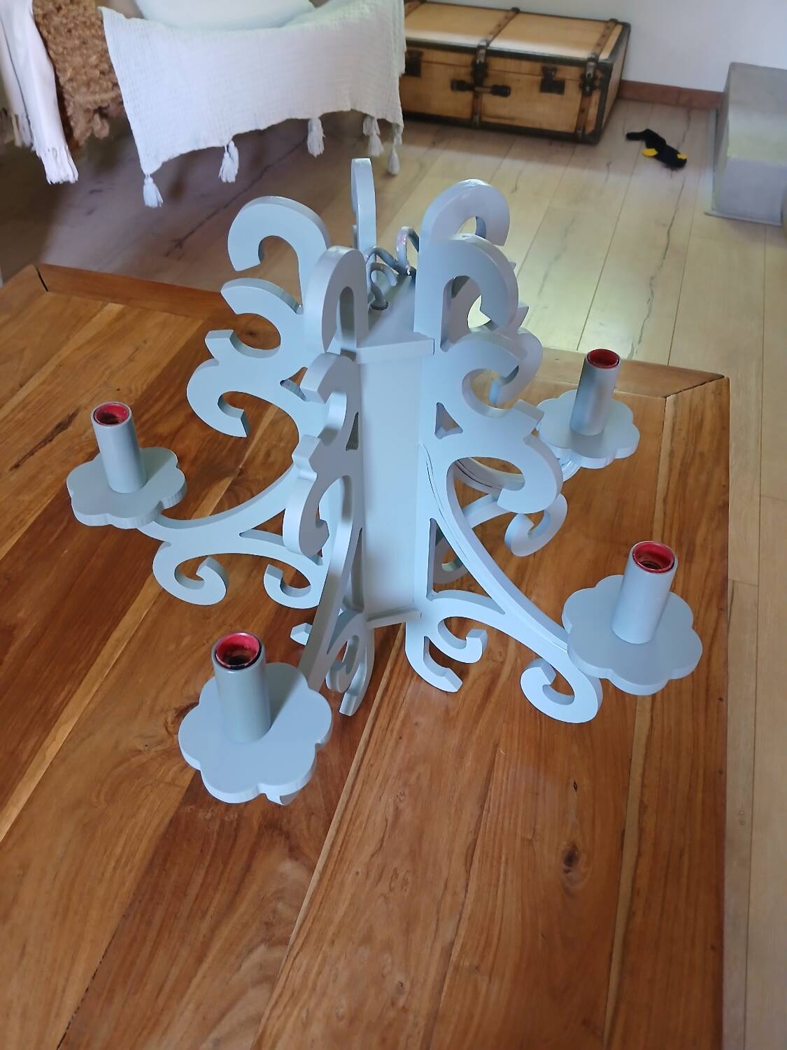 Gustavian style wooden chandelier