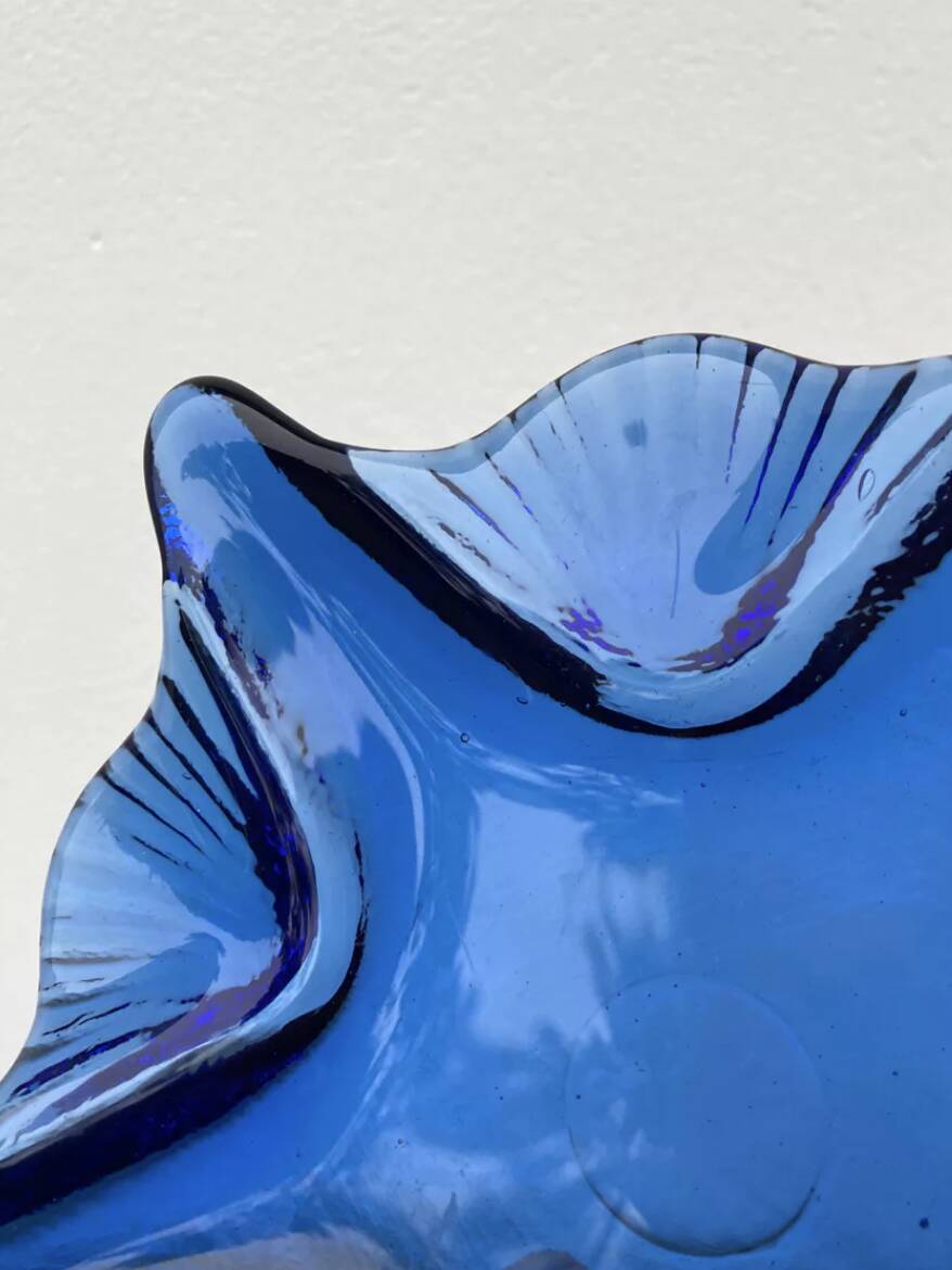Blue glass star dish