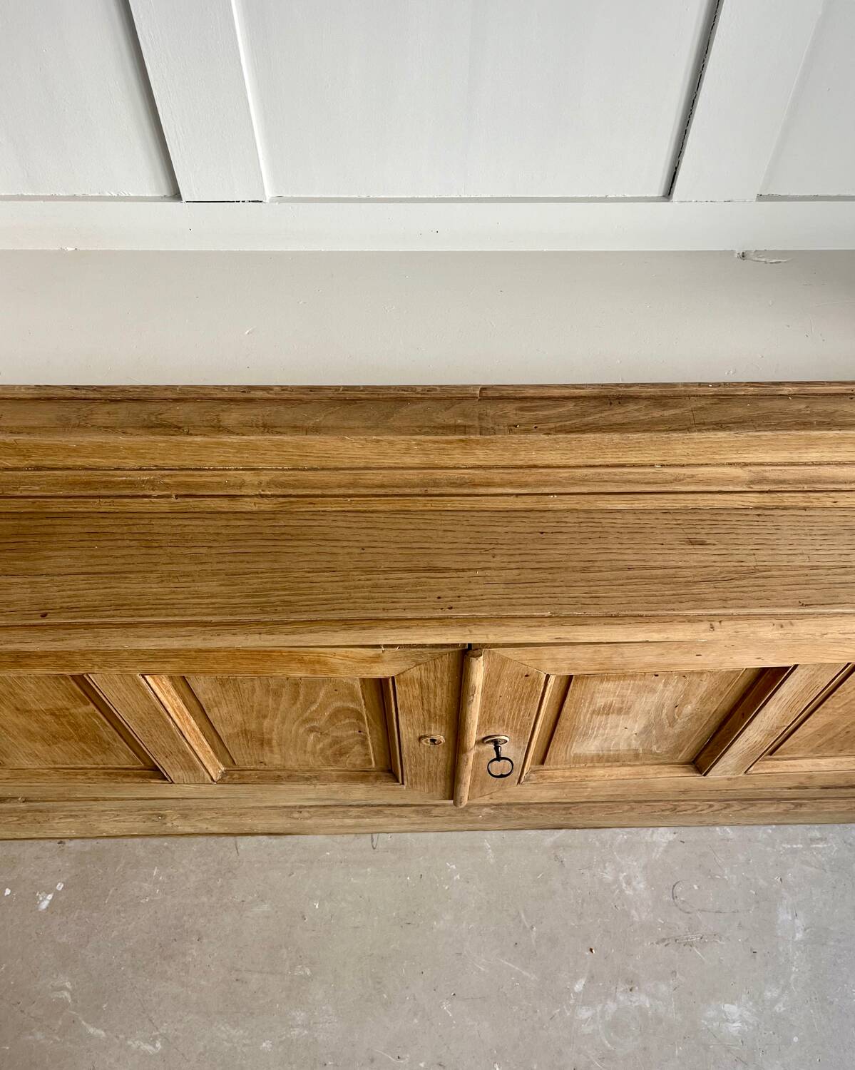 Two-body sideboard, bookcase, dresser in restored solid oak
