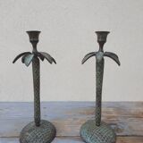 Pair of palm candle holders