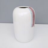 White Ceramic Vase with Hand Painted Details by Ambrogio Pozzi,
