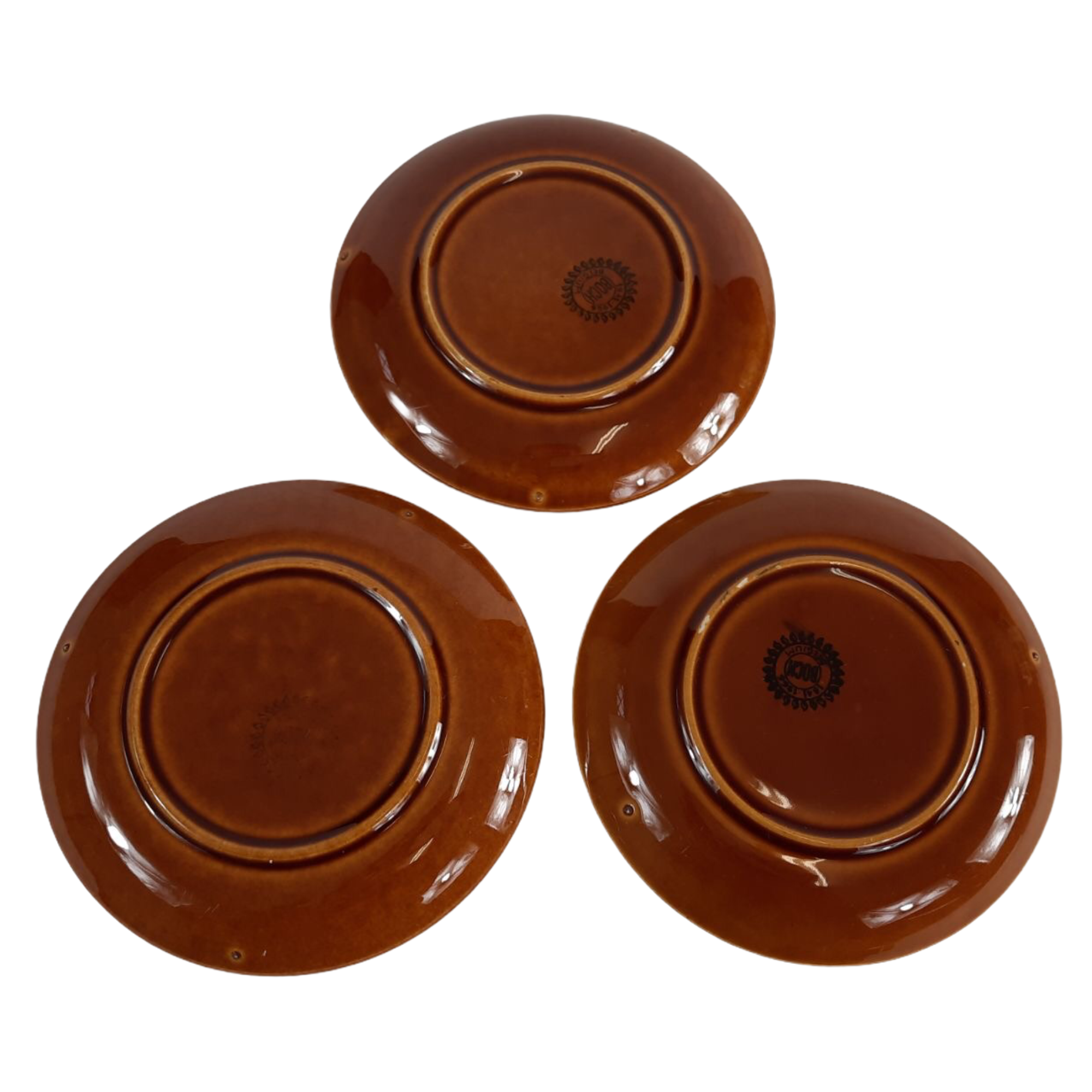 Tea service for Six vintage boch pattern brown, white and green