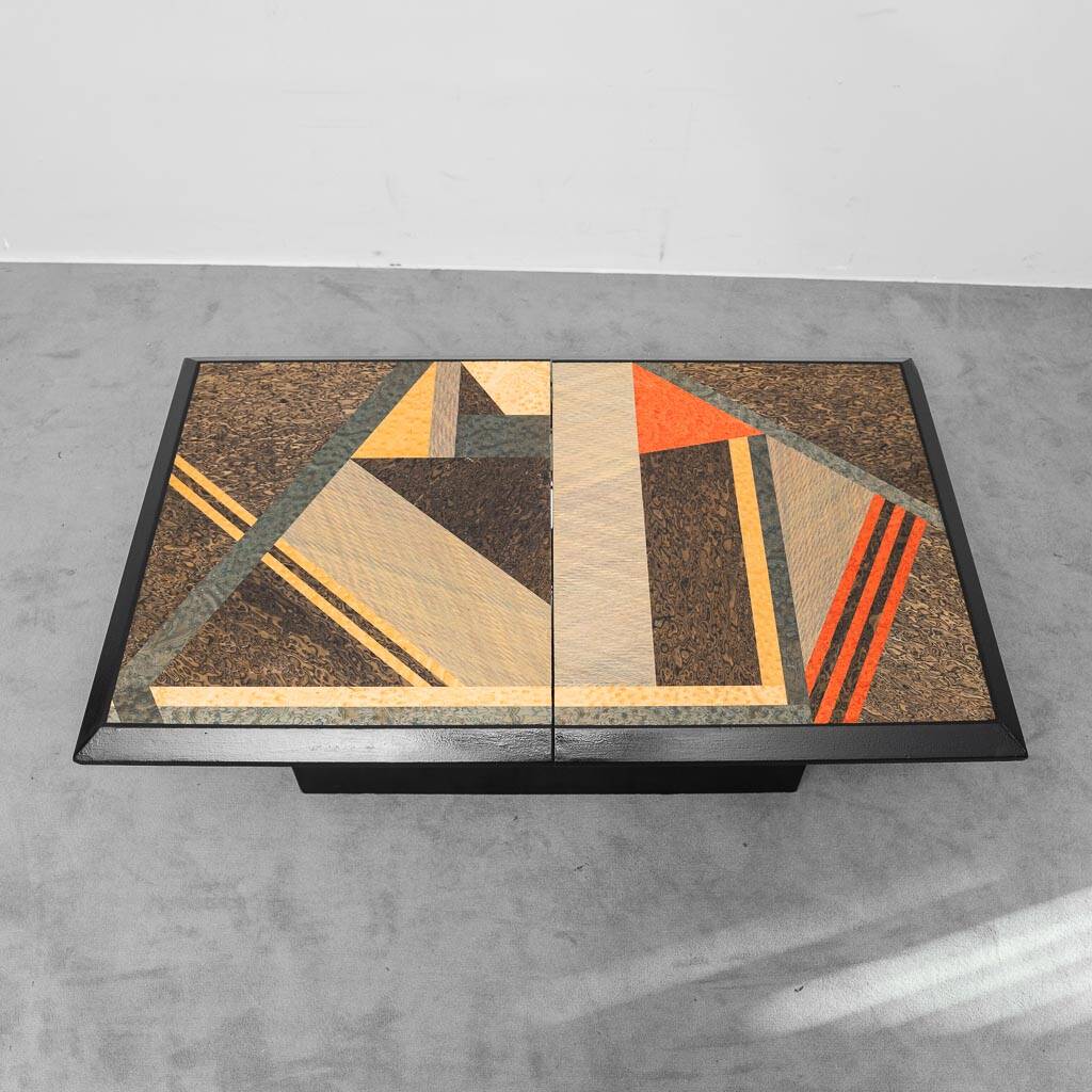 Wooden coffee table with storage compartment, Italy, 1970s, vintage modernism