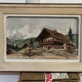 Alpine Table from the 1950s, carved and painted wood, signed by Francois Raugel - 4