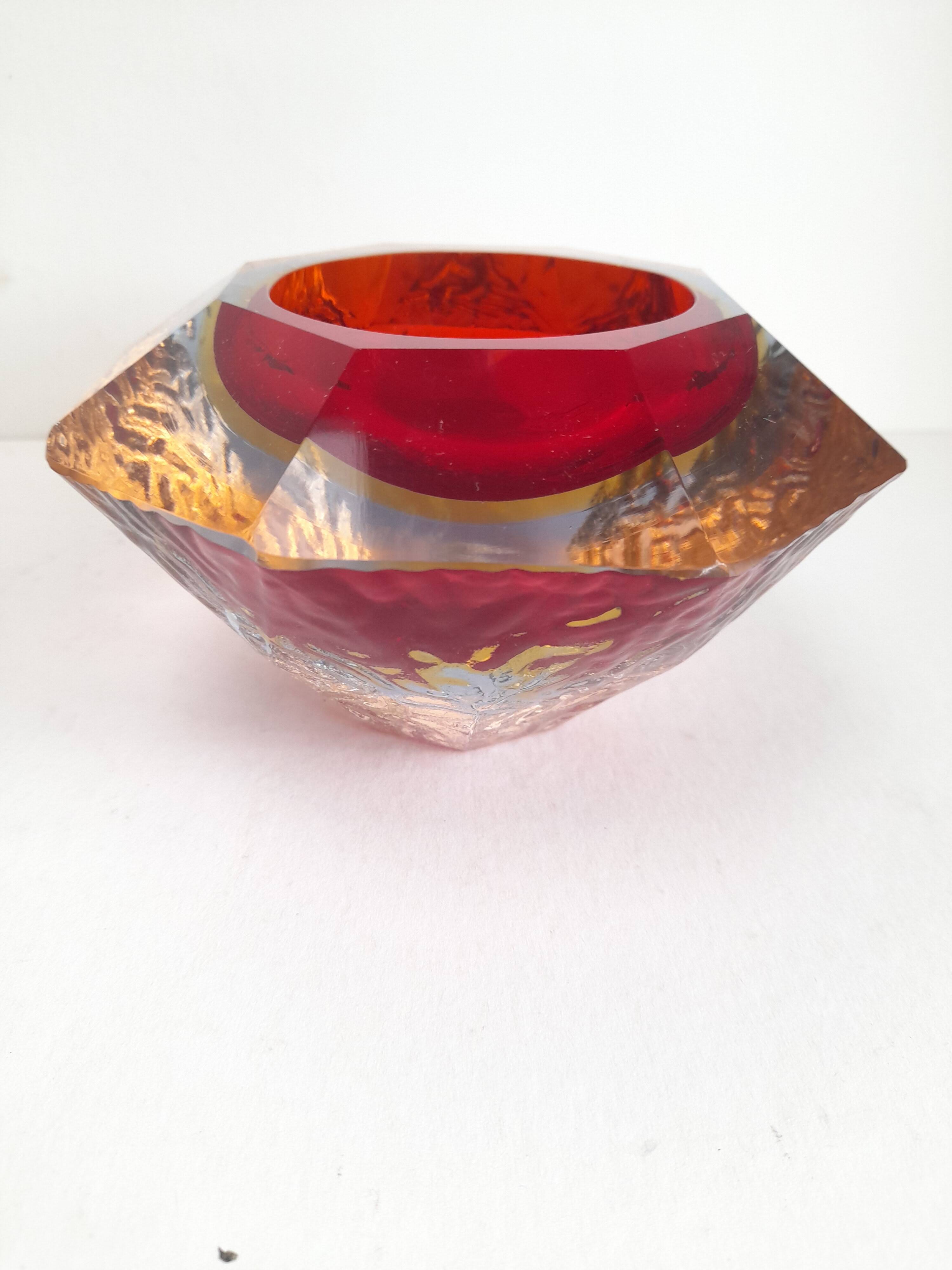 Triple submerged ashtray made of Murano glass