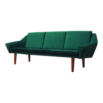 Green velour sofa, Danish design, 1980s, production: Denmark