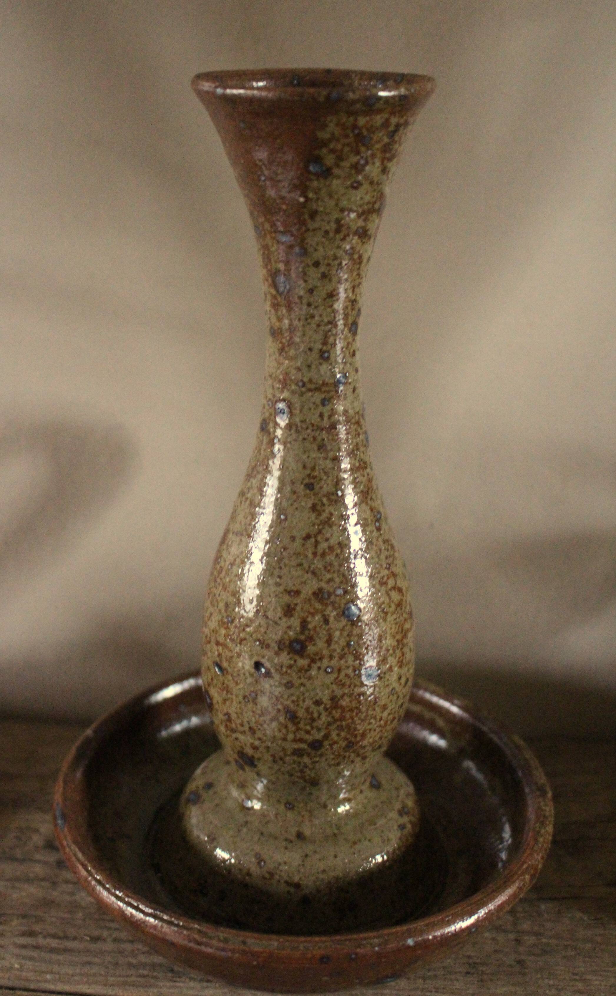 Vintage rat cave pyrite stone candlestick