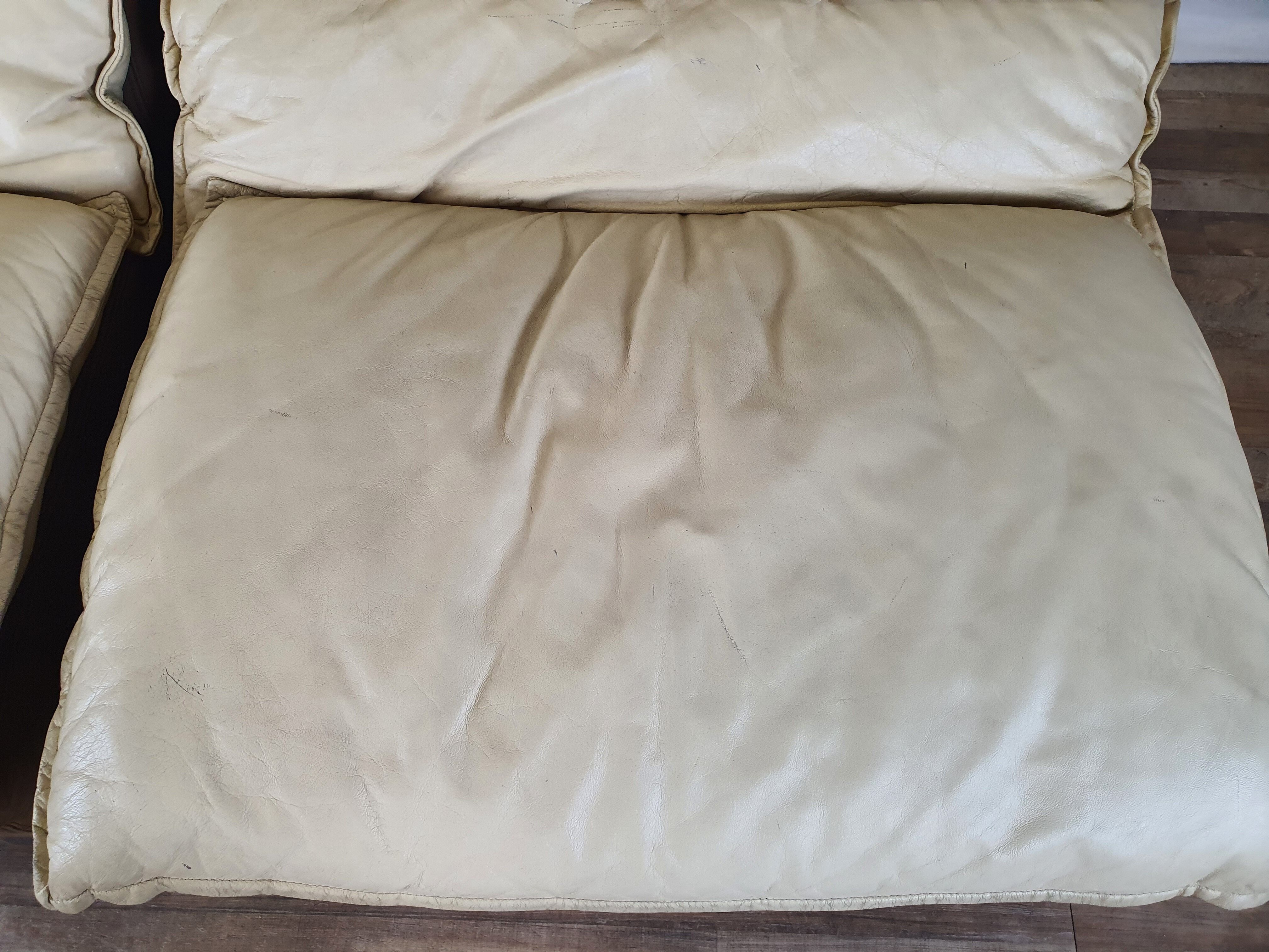 Modular sofa in leather and suede