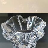 Empty Pocket/Organic floral shape ashtray/Corolla in transparent crystal. Baccarat style