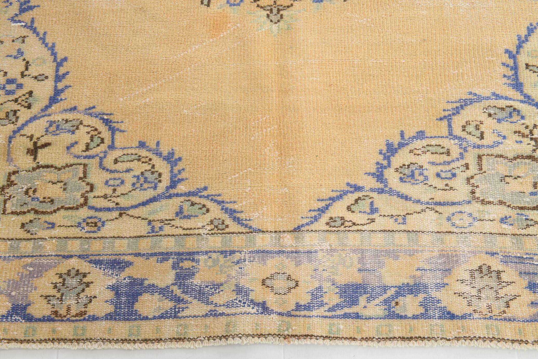 5x8 Rug For Living Room Yellow Blue Vintage Rug, 170x253Cm