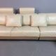 Exceptional Mid-Century Frighetto Italian Cream Leather Landscape Sofa with