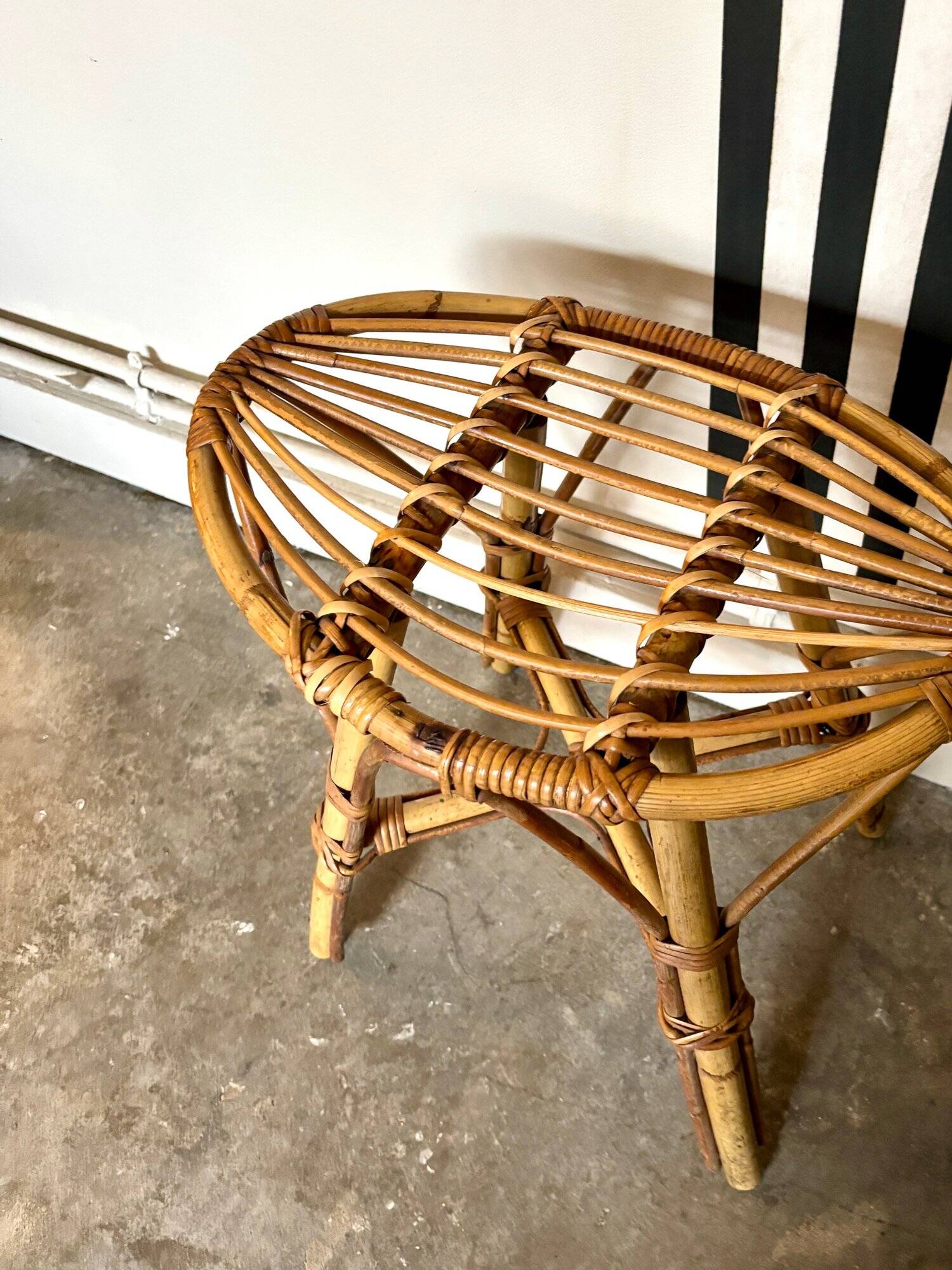 Rattan stool, 1960s-1970s