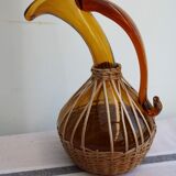 Glass and wicker decanter