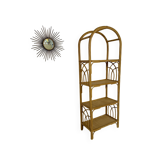Large woven rattan bookshelf designed in the 1970s.
