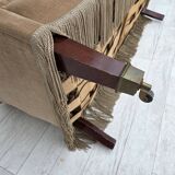 1950s, Danish 2-seater sofa, furniture velour, teak wood legs.