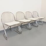 Set of 4 vintage Italian Gastone Rinaldi style chairs in chrome metal