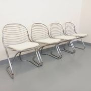 Set of 4 vintage Italian Gastone Rinaldi style chairs in chrome metal