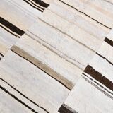 Cream & Brown Striped Vintage Kilim Rug, 204x279Cm