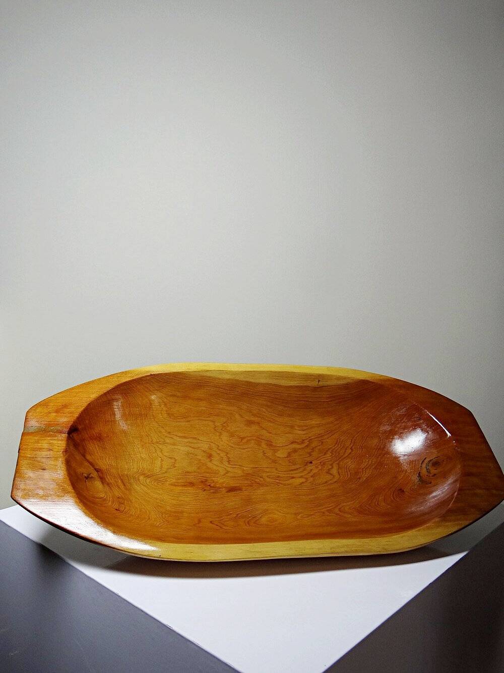 Large, deep wooden bowl, vintage Moroccan.