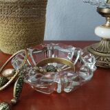 Old round ashtray/empty pocket thick transparent glass, 70s