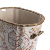 Cache pot paon porcelaine et bronze