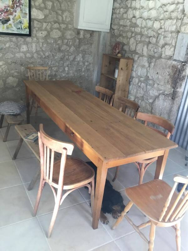 Farm table - 2m40 - 2 drawers