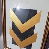 Abstract painting with gold supremacist style