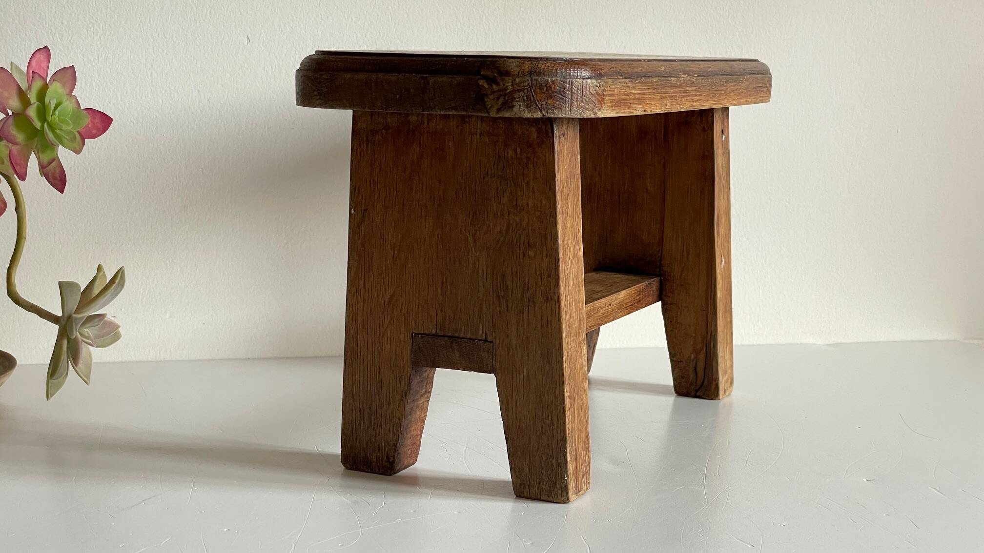 Vintage solid oak stool