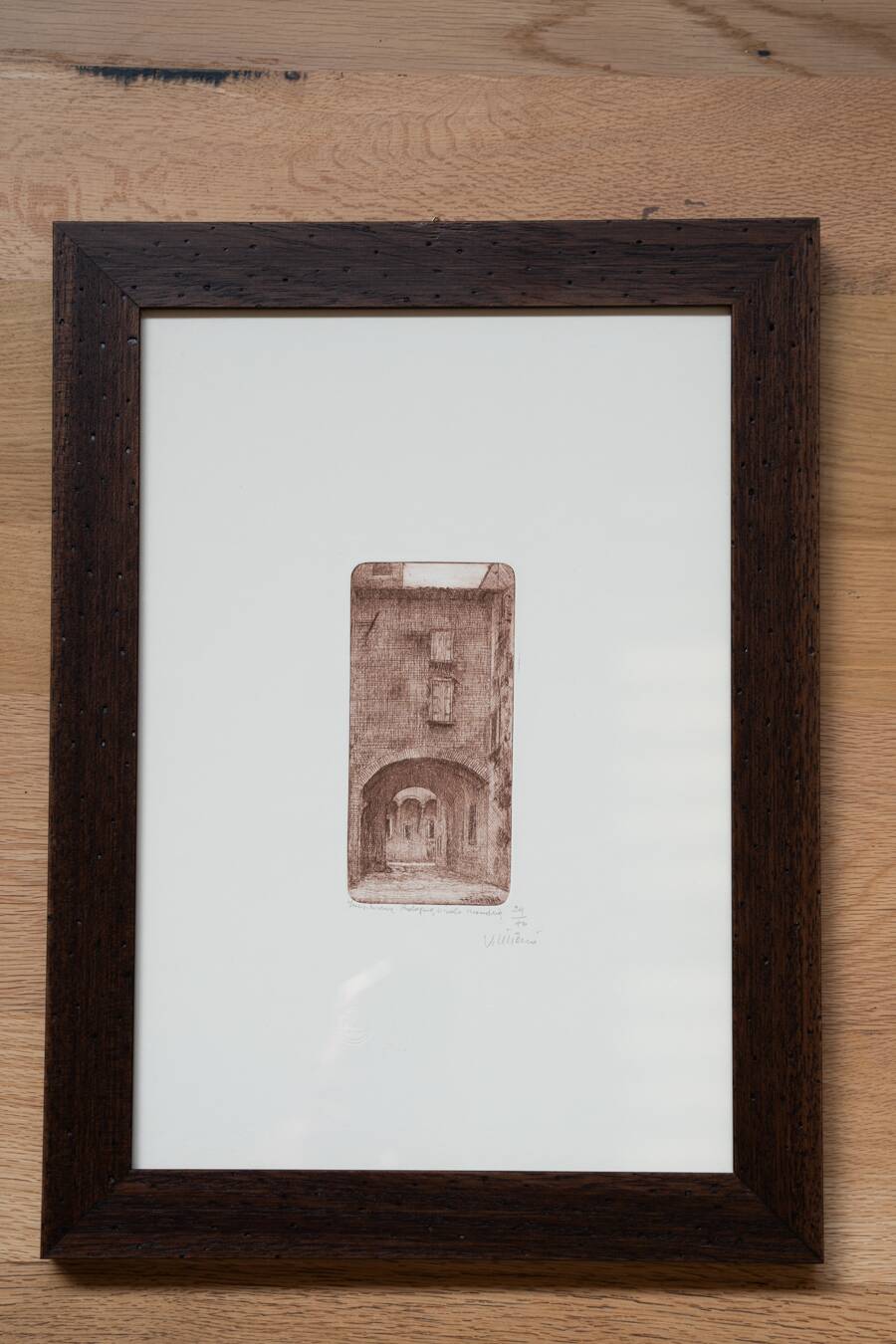 Vintage painting with ash frame, 1970-1980