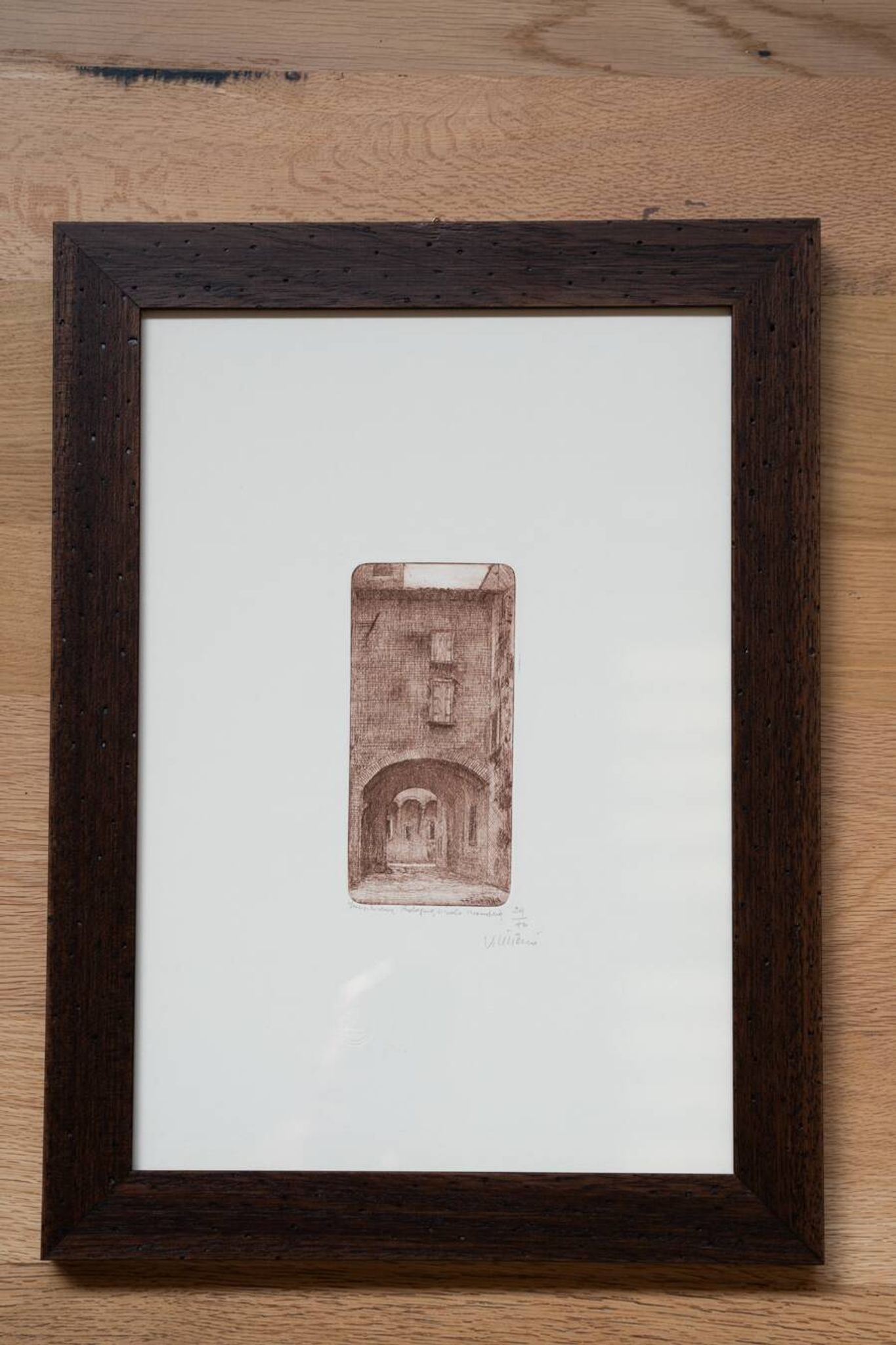 Vintage painting with ash frame, 1970-1980