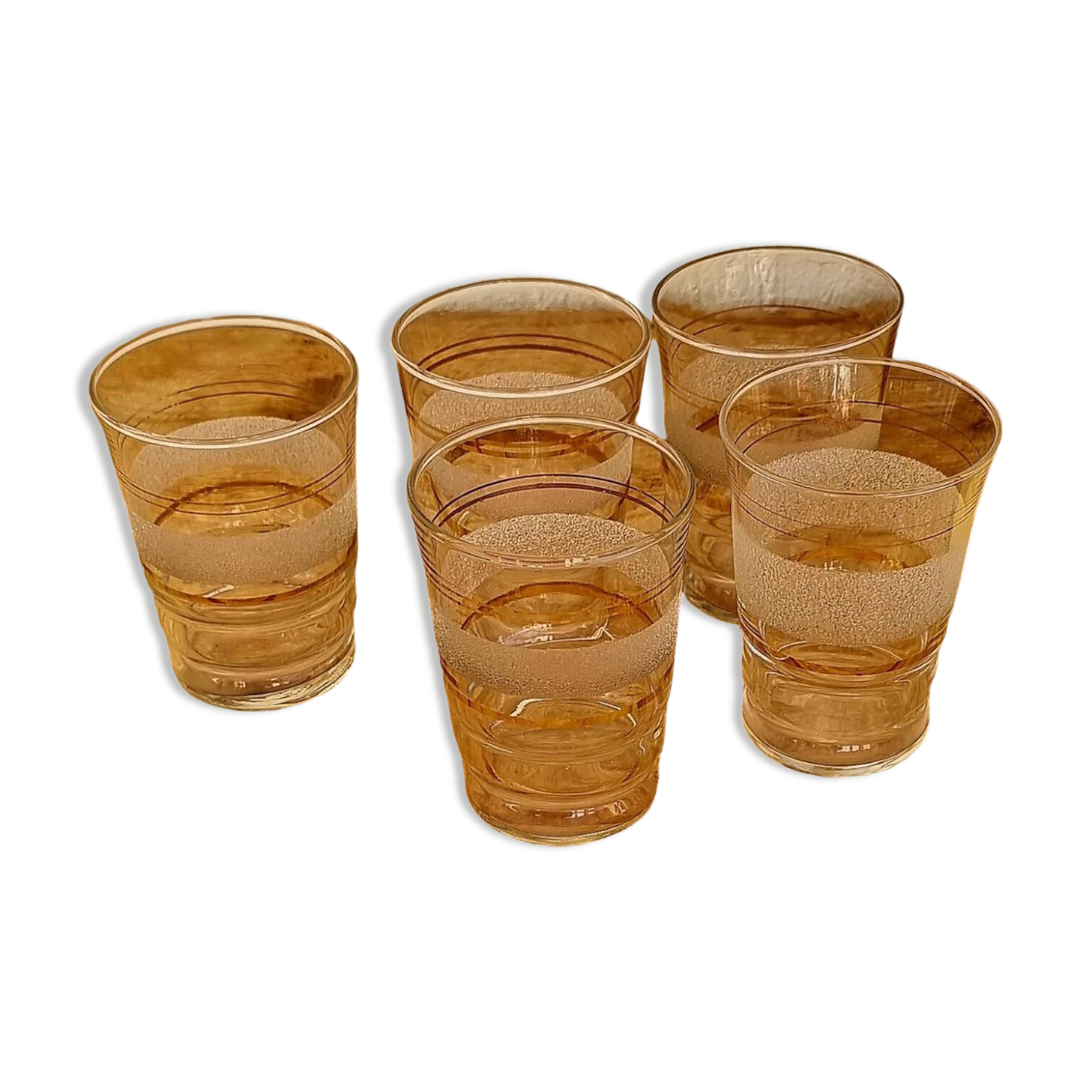 Set of 5 vintage granite glasses