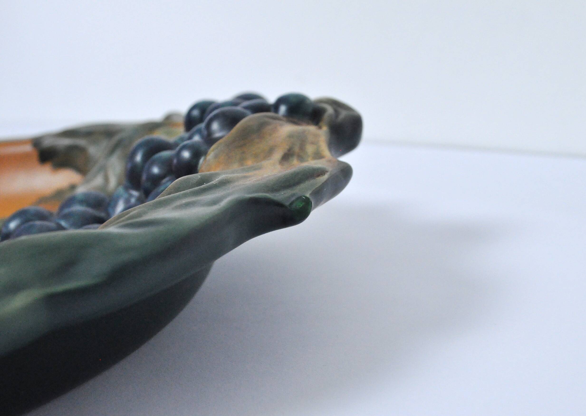 Danish Hand-crafted Art Nouveau Grape Decorated Platter by P. Ipsens Enke