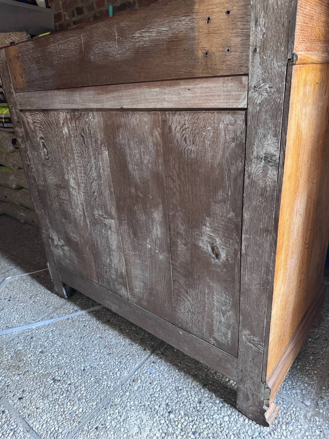 Antique inlaid chest of drawers, marble top