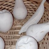 Basket and wooden fruit