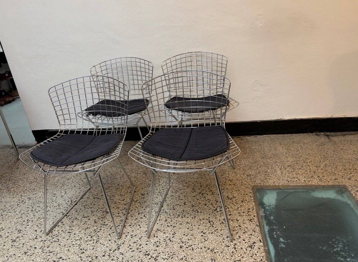 Chrome-plated side chairs by Harry Bertoia for Knoll, 1970s, set of 4