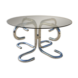 Chrome coffee table and Italian smoked glass 1970