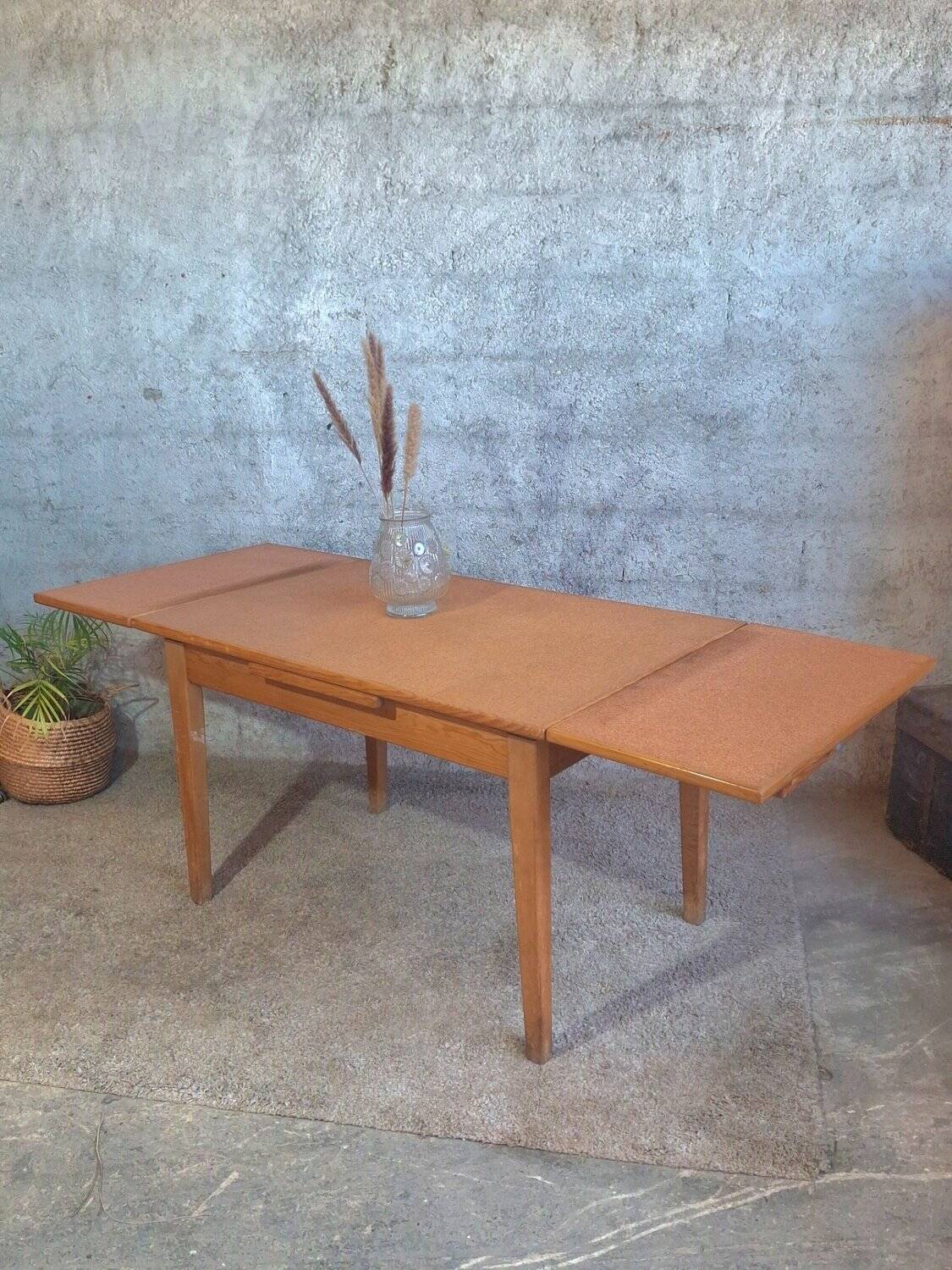 1950s dining table with sliding extensions