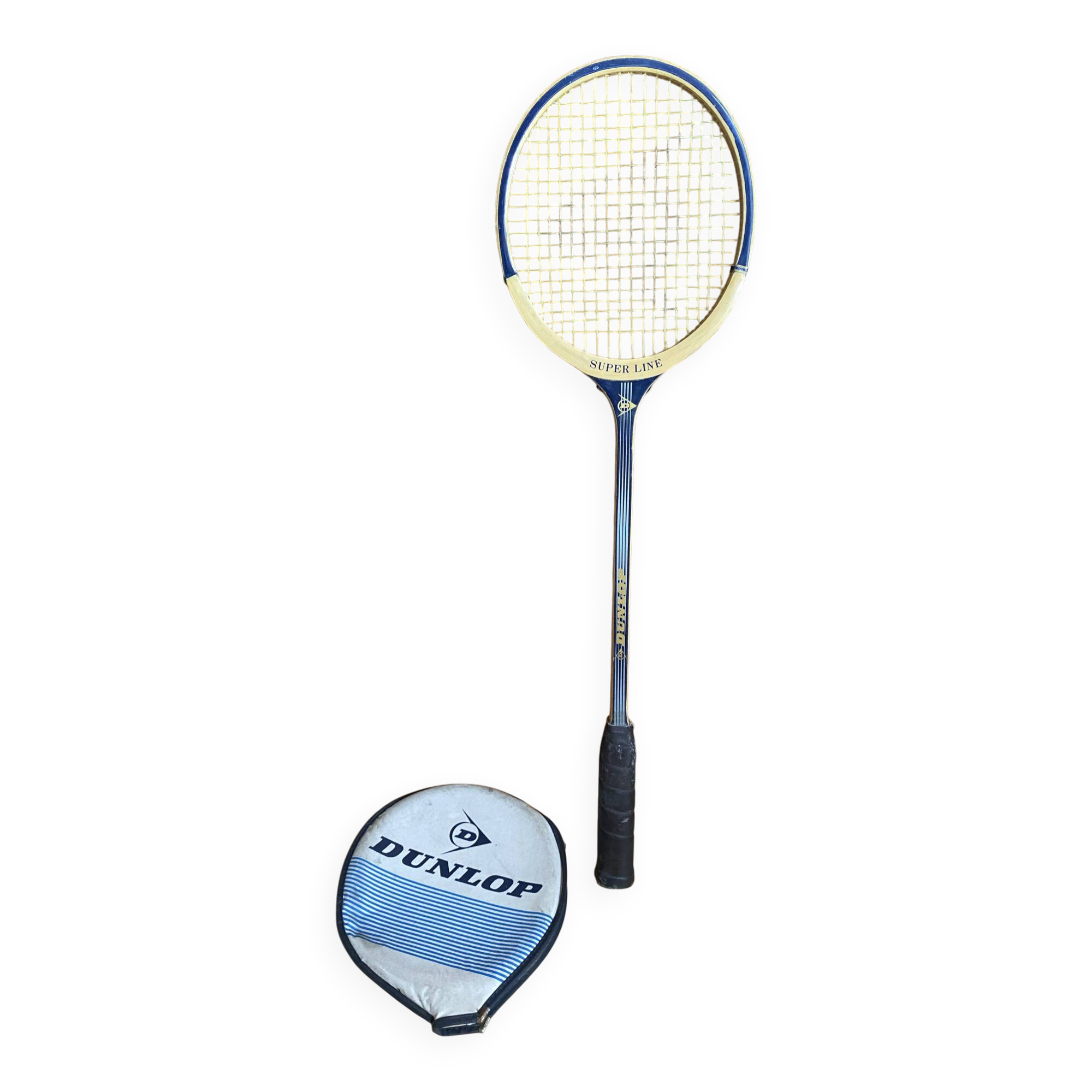 Vintage dunlop badminton racket wood + sports cover #e240