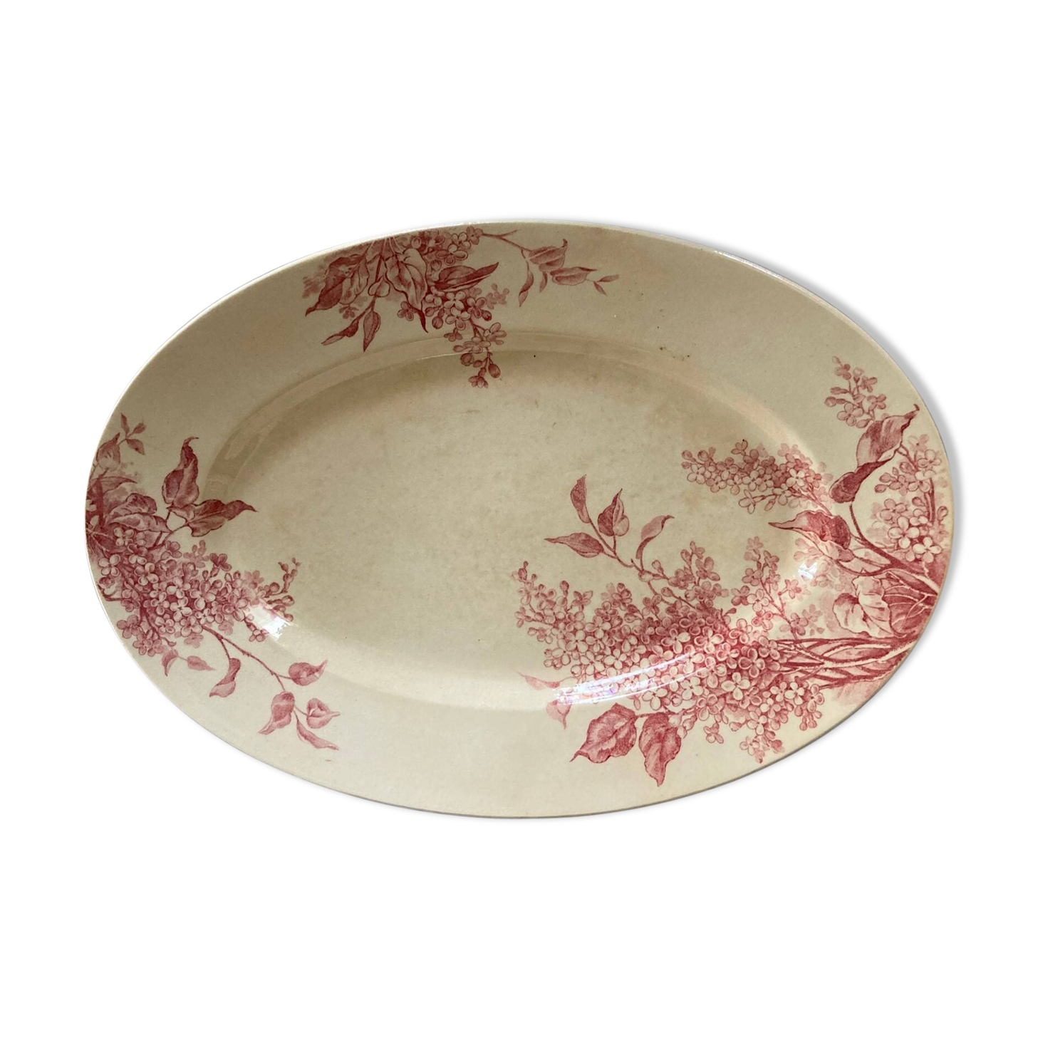 Large oval gien dish, pink lilac model