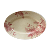 Grand plat ovale gien, modele lilas rose