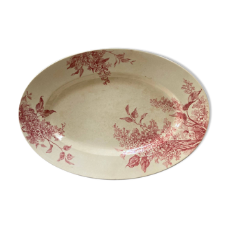 Large oval gien dish, pink lilac model