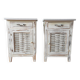 Pair of patinated bedside tables and end tables