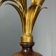Midcentury Hollywood Regency Florentine gilt metal flower table lamp, 60s.